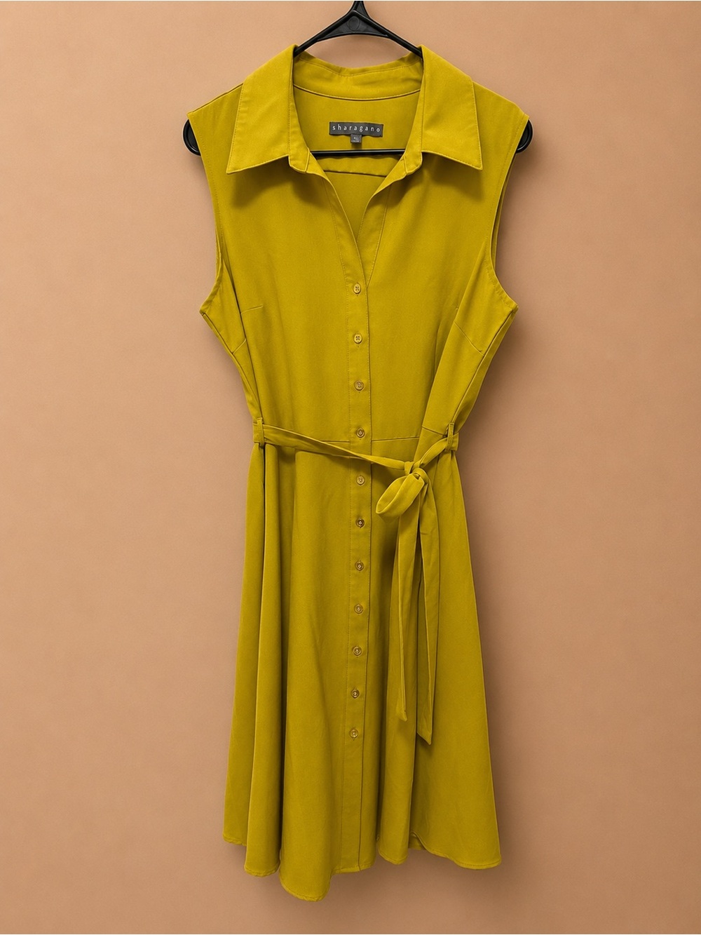 Sharagano Sleeveless Button-Front Dress in Olive